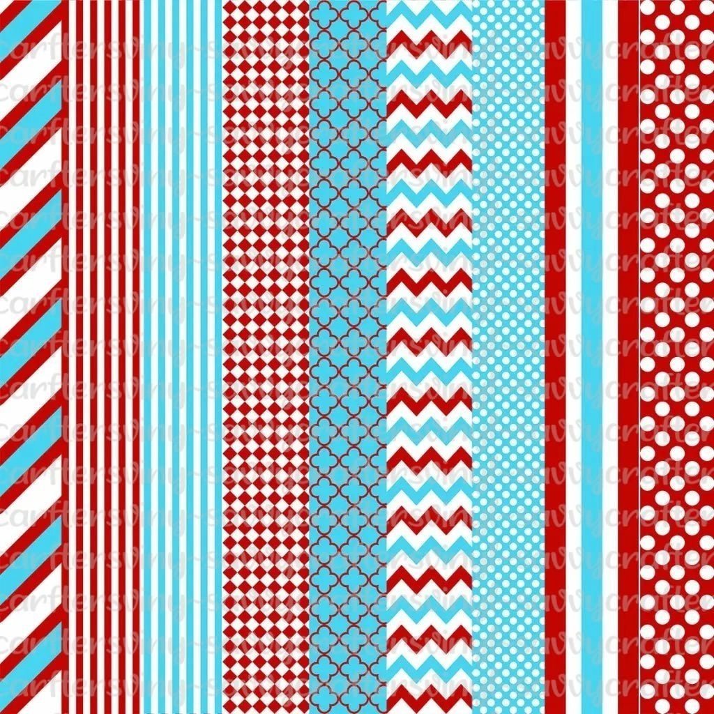 Red Light Blue White Pattern Collection 1 (9 Colors) - Savvy Crafters Vinyl & Gifts