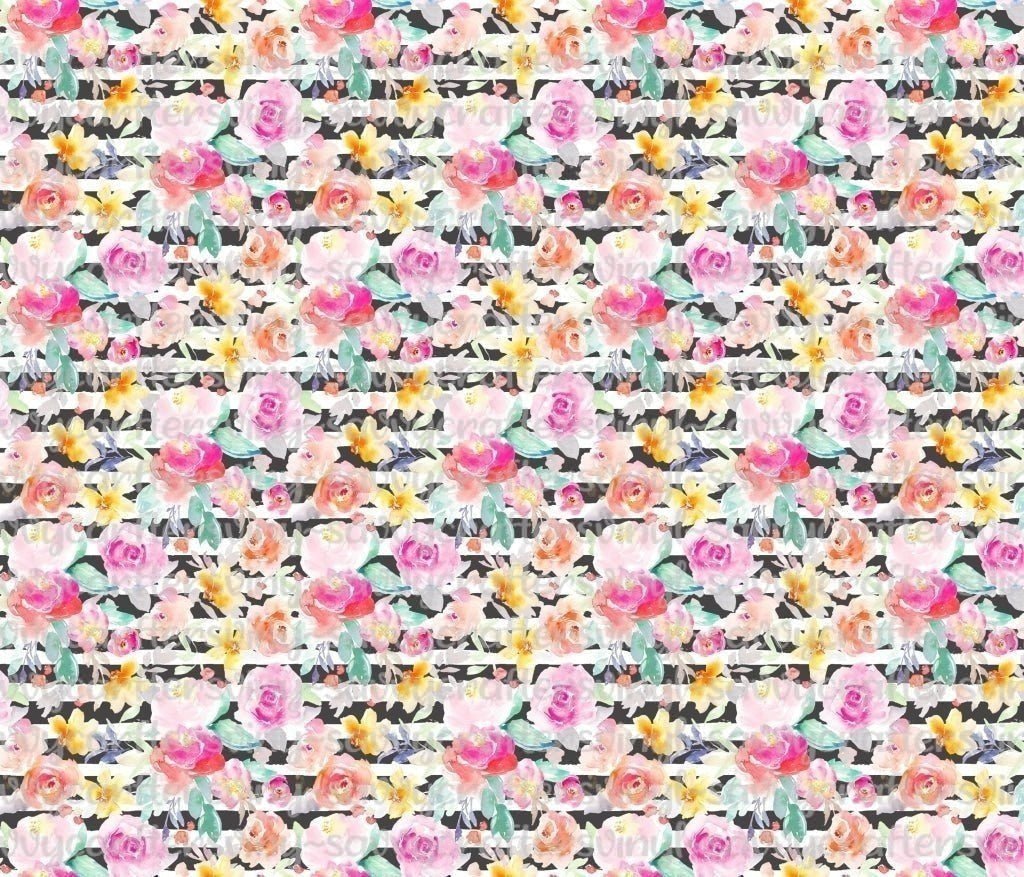 Stripes Roses and Peonies - Savvy Crafters Vinyl & Gifts