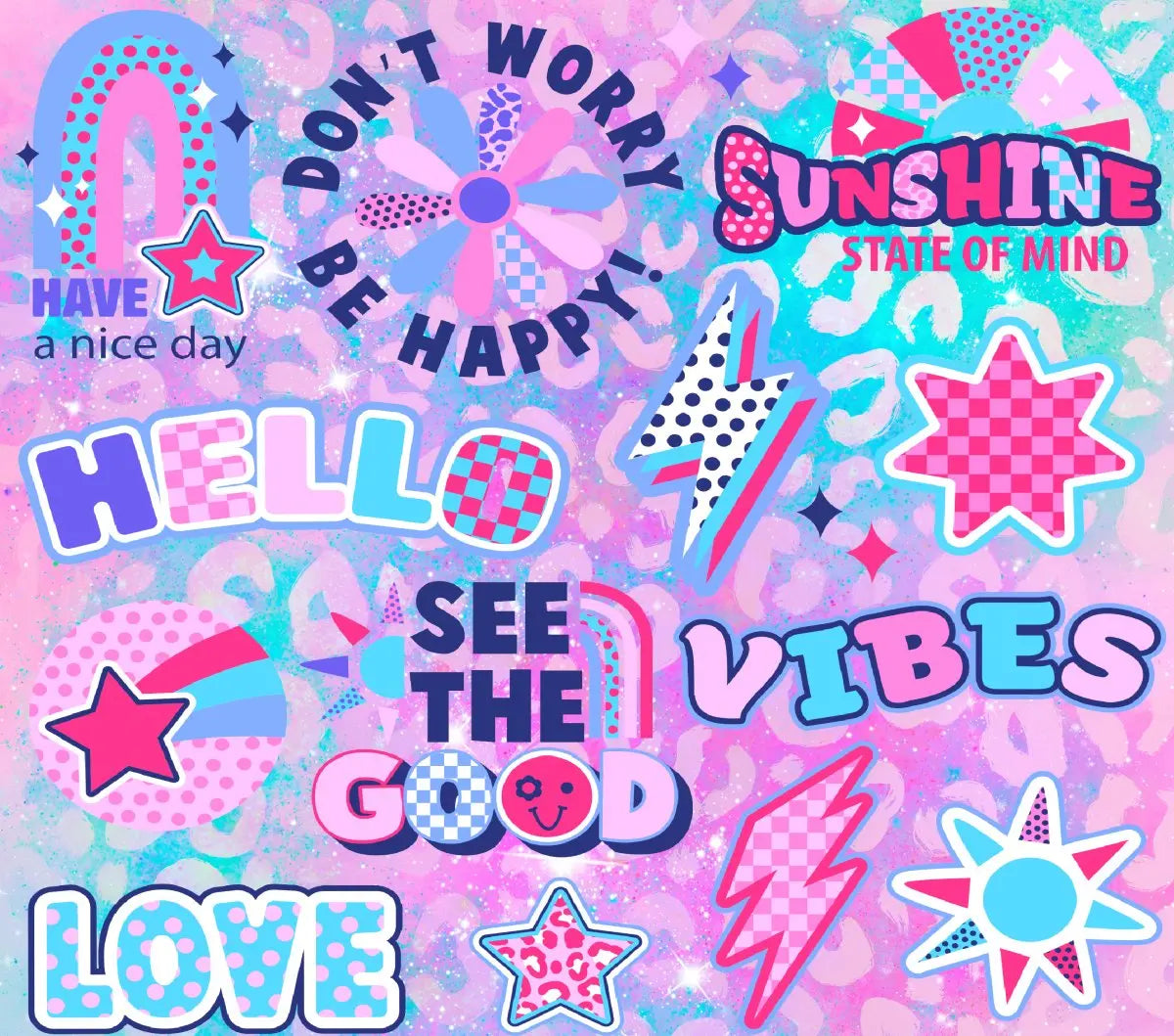 Trendy Pink Hello Vibes Tumbler Wrap - Savvy Crafters Vinyl & Gifts