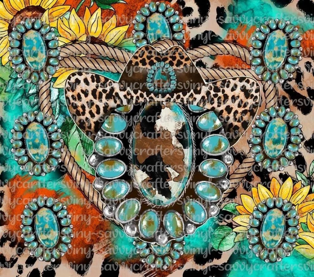 Turquoise Cowboy Hat Tumbler 20oz Tumbler Wrap - Savvy Crafters Vinyl & Gifts