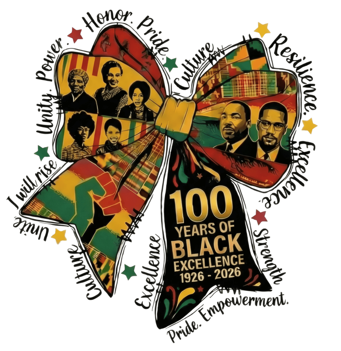 100 Years Black History Bow - Savvy Crafters Vinyl & Gifts