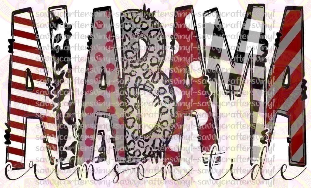 Alabama Crimson Tide Doodle Pattern - Savvy Crafters Vinyl & Gifts