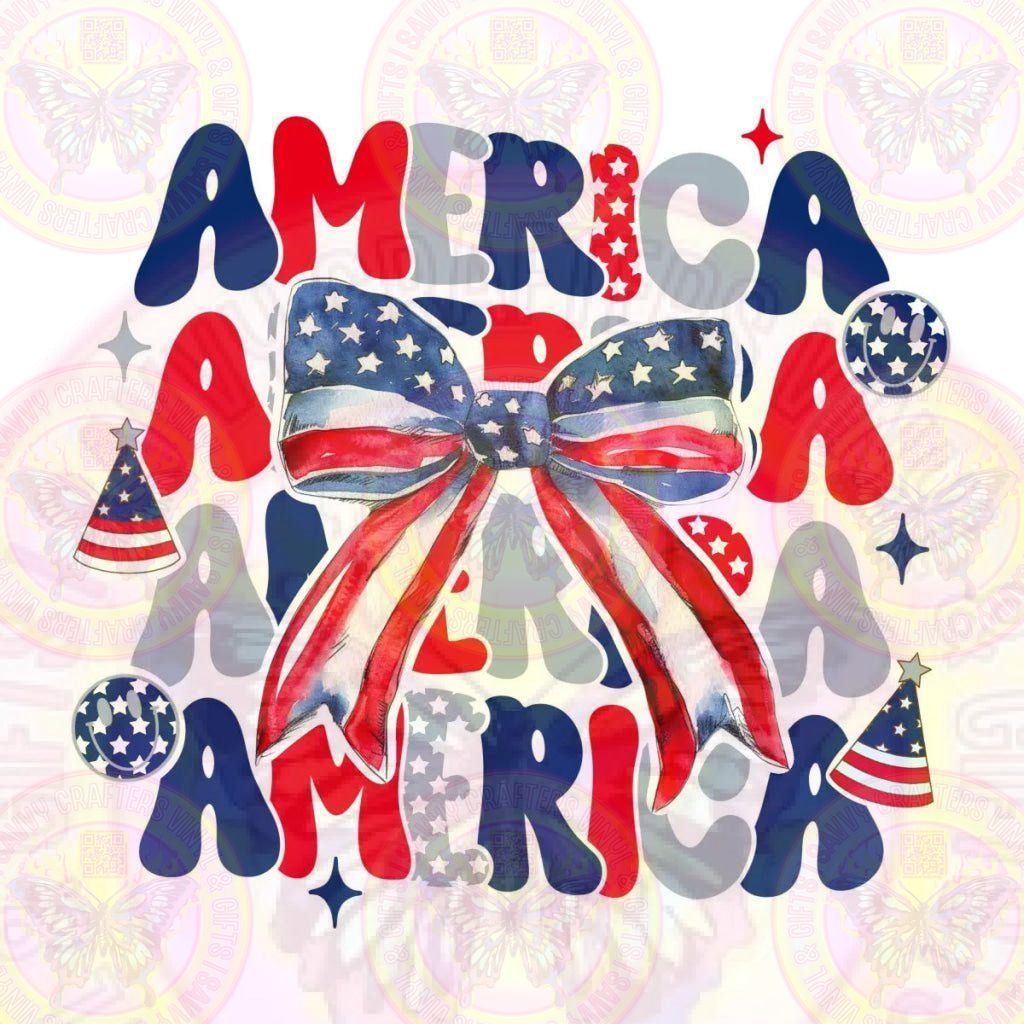 America Watercolor Bow DTF or Sublimation Transfer - Savvy Crafters Vinyl & Gifts
