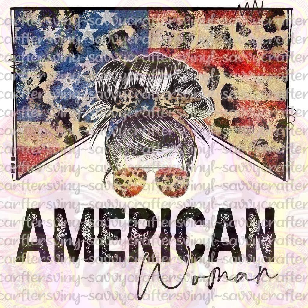 American Woman Flag Cheetah Bun Head - Savvy Crafters Vinyl & Gifts