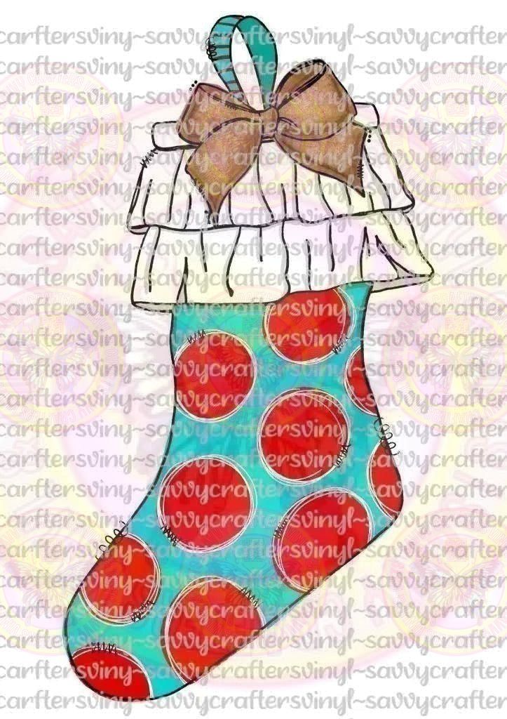 Aqua and Red Christmas Stocking - Savvy Crafters Vinyl & Gifts