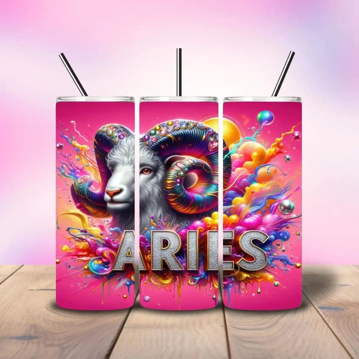 Aries Hot Pink - Fully Completed Tumbler Skinny Straight 20/30oz - Savvy Crafters Vinyl & Gifts