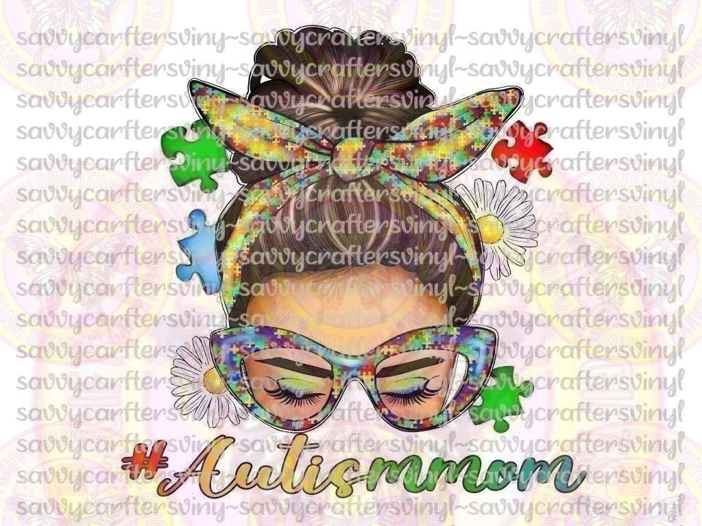 Autism Mom Bun Head - Savvy Crafters Vinyl & Gifts