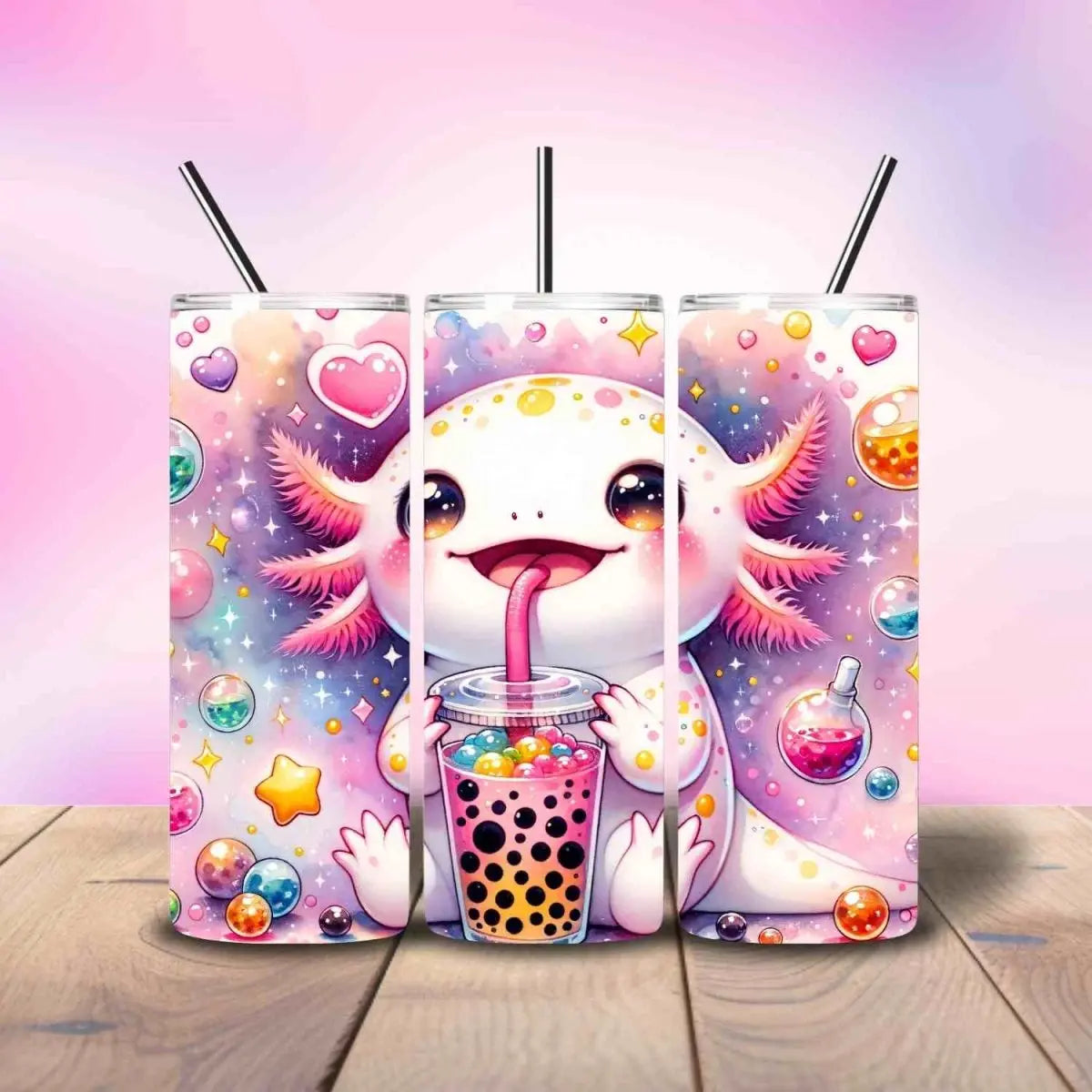 Axolotl Cute Kawaii Boba Drink - Fully Completed Tumbler Skinny Straight 20/30oz - Savvy Crafters Vinyl & Gifts