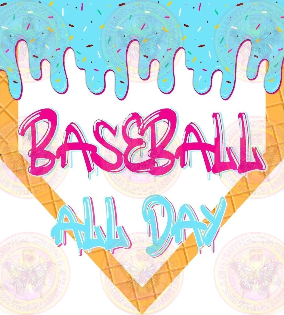 Baseball All Day Homeplate Drip Sprinkles Transfer - Savvy Crafters Vinyl & Gifts