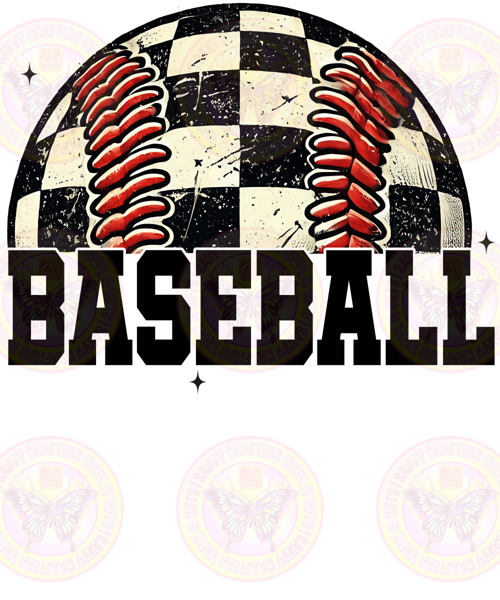 Baseball Checkered Black - Savvy Crafters Vinyl & Gifts