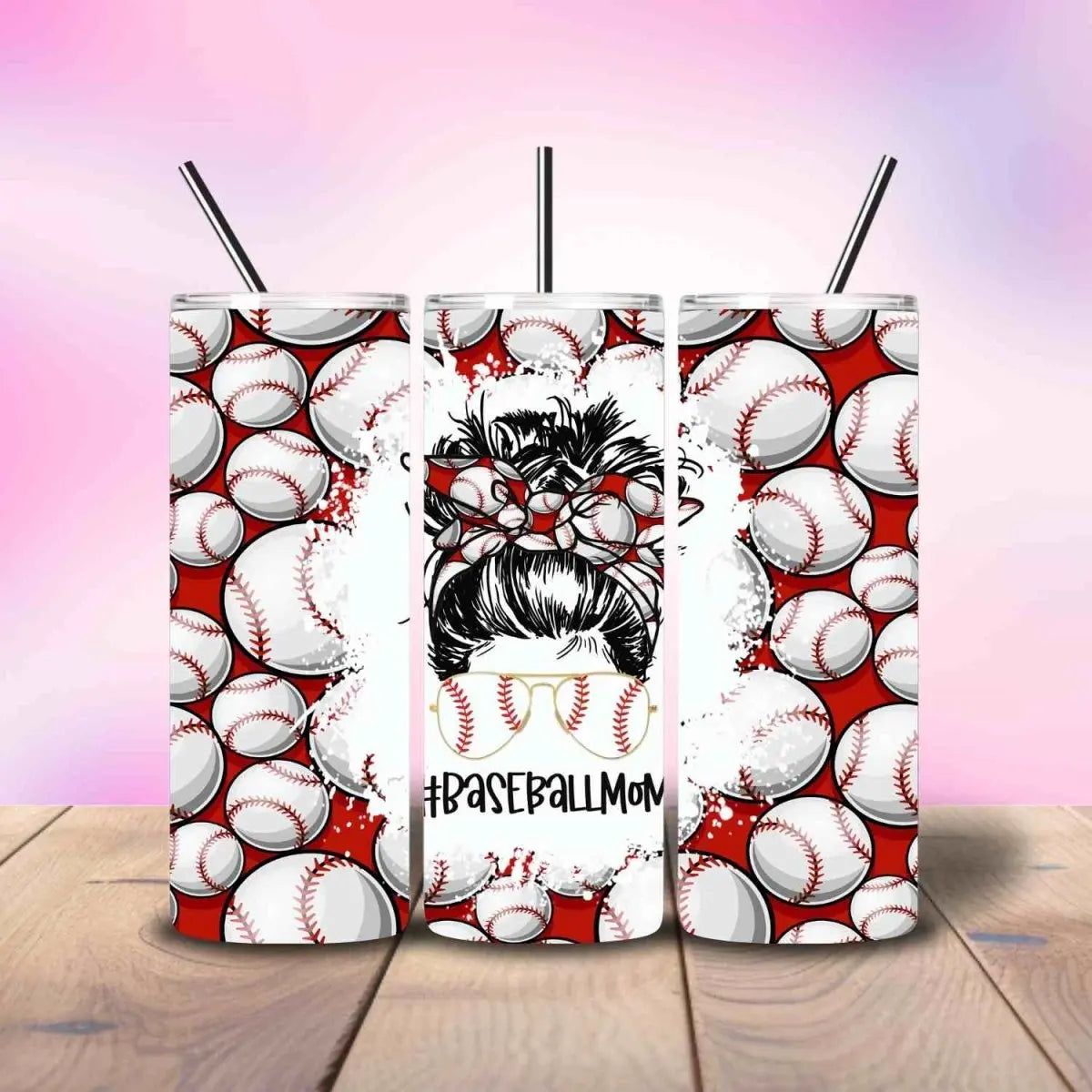 Baseball Mom Bunhead - Fully Completed Tumbler Skinny Straight 20/30oz - Savvy Crafters Vinyl & Gifts