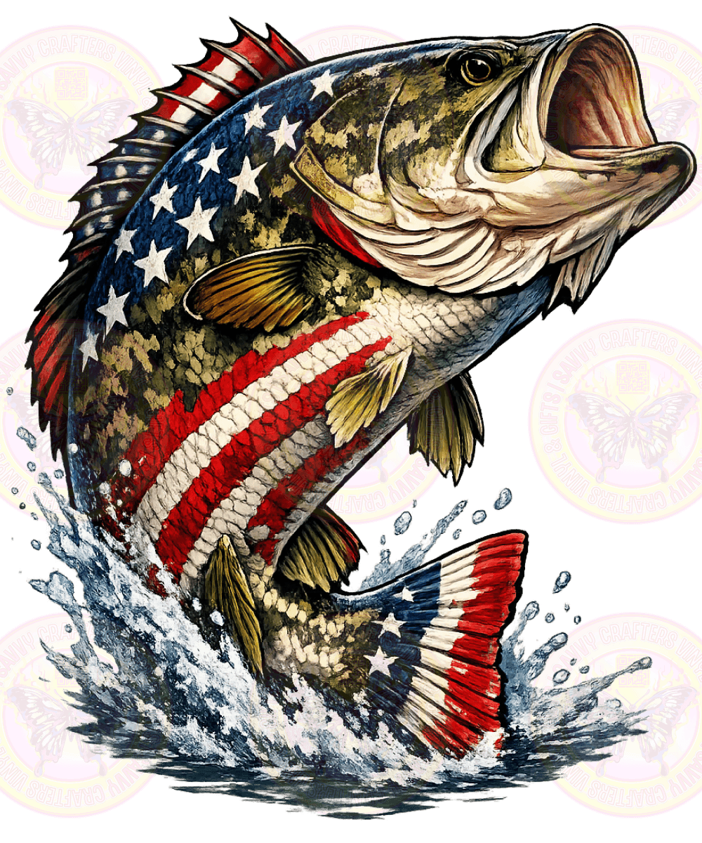Bass Fish Patriotic - Savvy Crafters Vinyl & Gifts