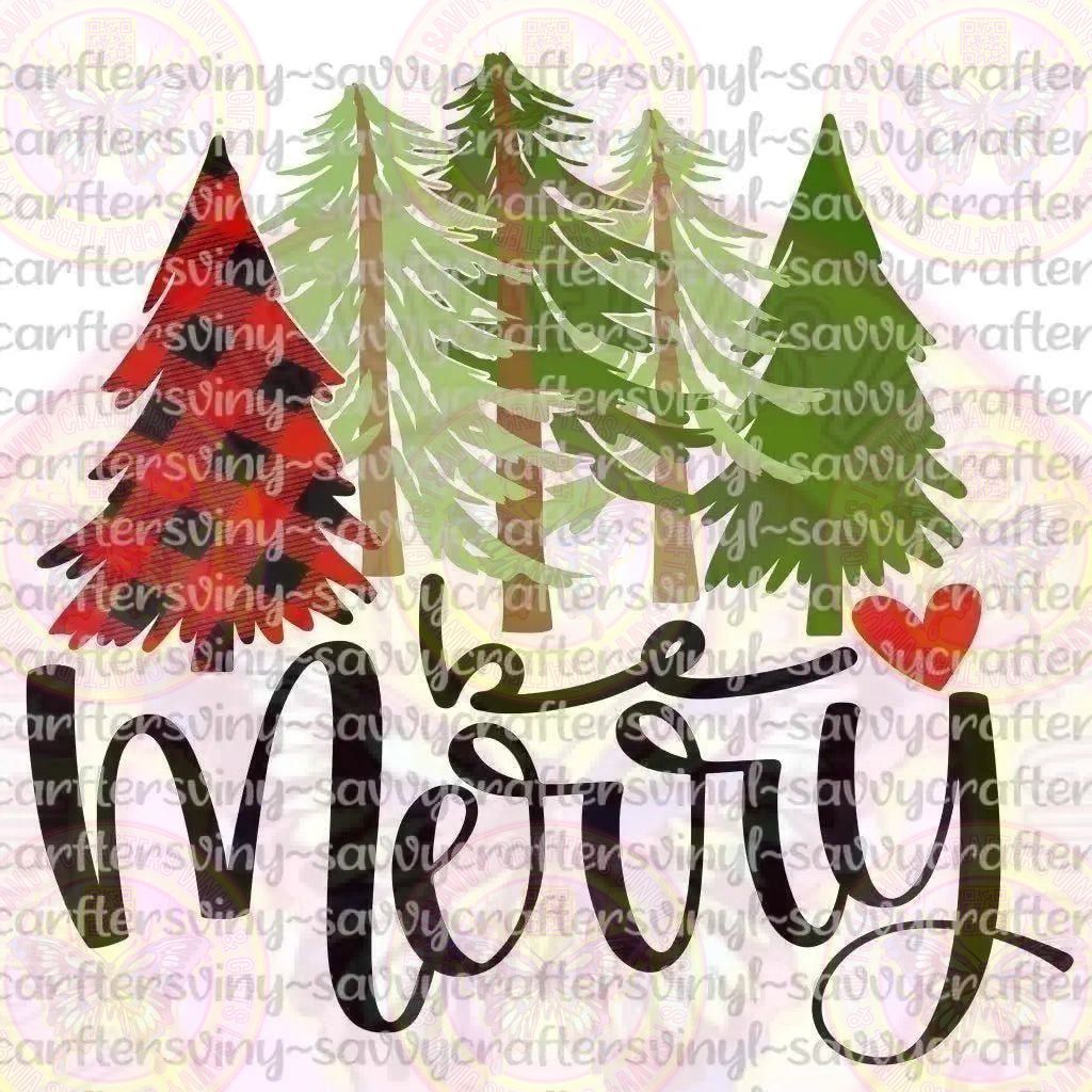 be Merry Trees Buffalo Plaid and Green - Savvy Crafters Vinyl & Gifts
