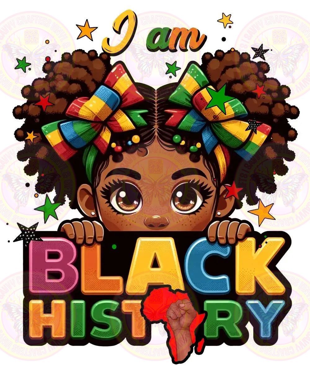 Black History Girl Afro Puffs with Bow - Savvy Crafters Vinyl & Gifts