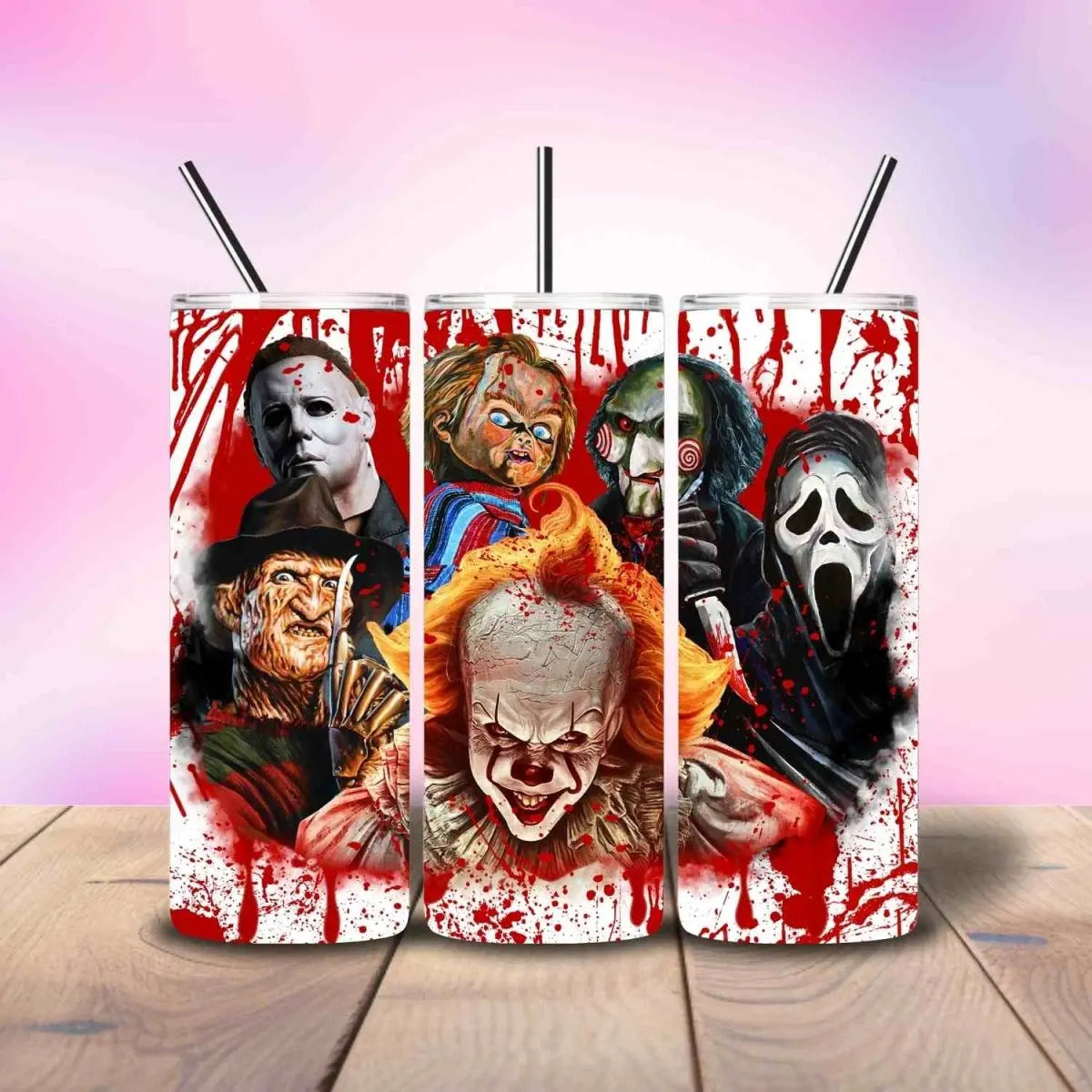Bloody Horror Drip Horror Villains - Fully Completed Tumbler Skinny Straight 20/30oz - Savvy Crafters Vinyl & Gifts