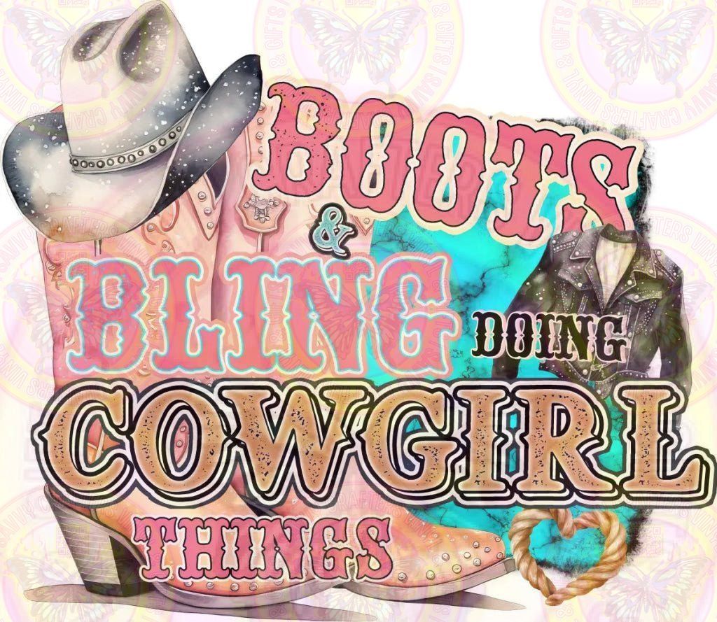 Boot Bling Cowgirl Full Color Transfer - Savvy Crafters Vinyl & Gifts