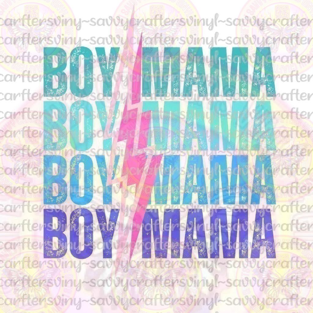 Boy MAMA Lightning Bolt Color Block - Savvy Crafters Vinyl & Gifts