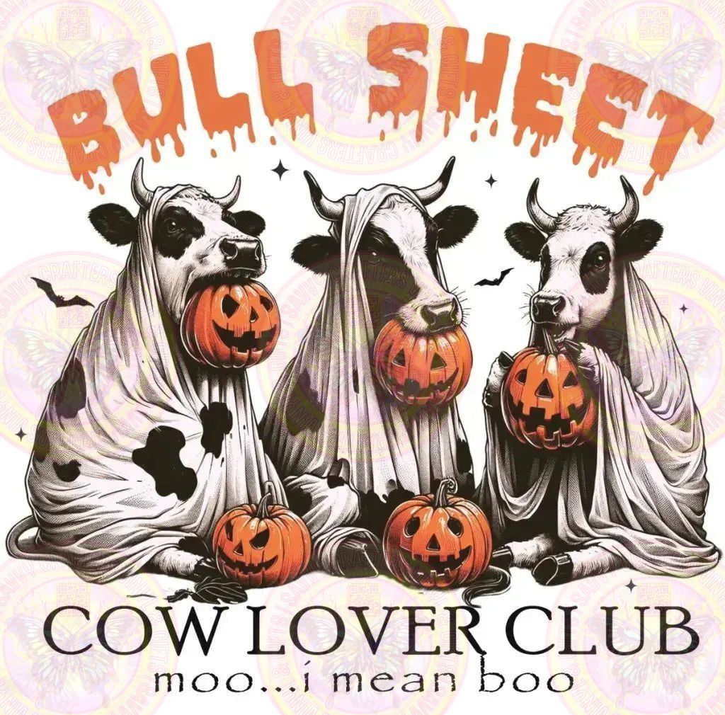 Bull Sheet Funny Cow White Sheet Ghost & Pumpkins - Savvy Crafters Vinyl & Gifts