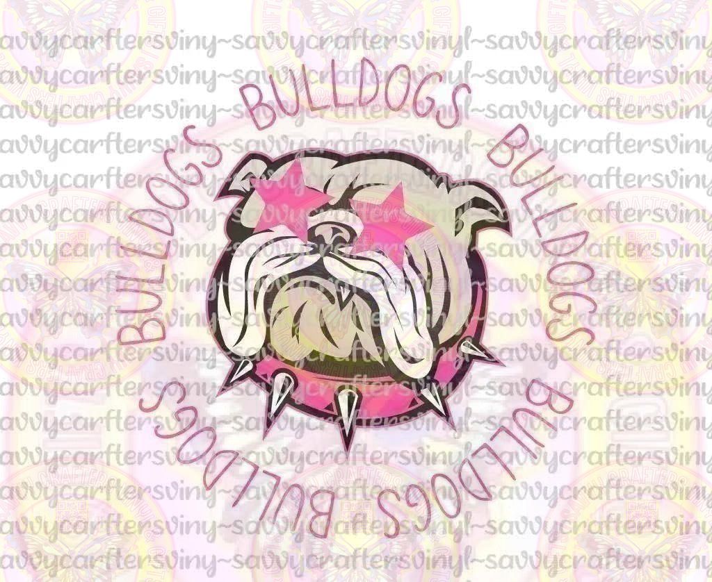Bulldogs Circle Pink - Savvy Crafters Vinyl & Gifts
