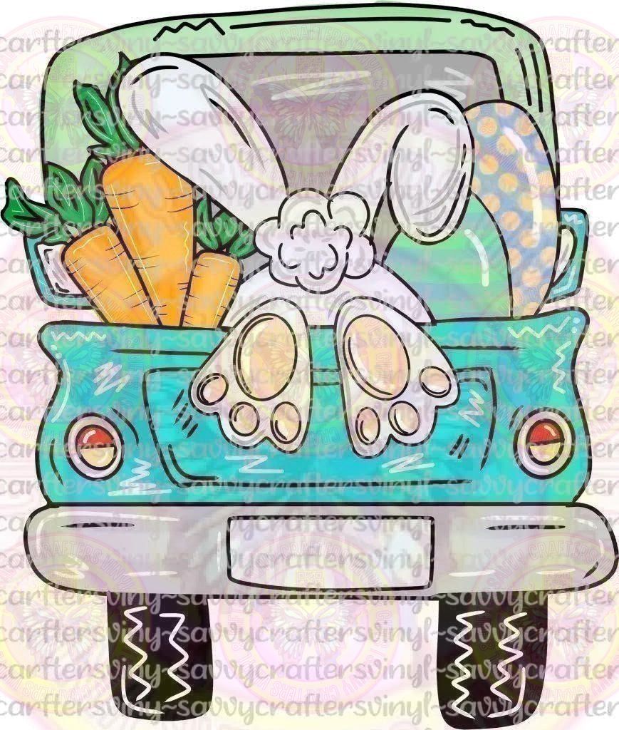 Bunny Truck Blue Easter - Savvy Crafters Vinyl & Gifts