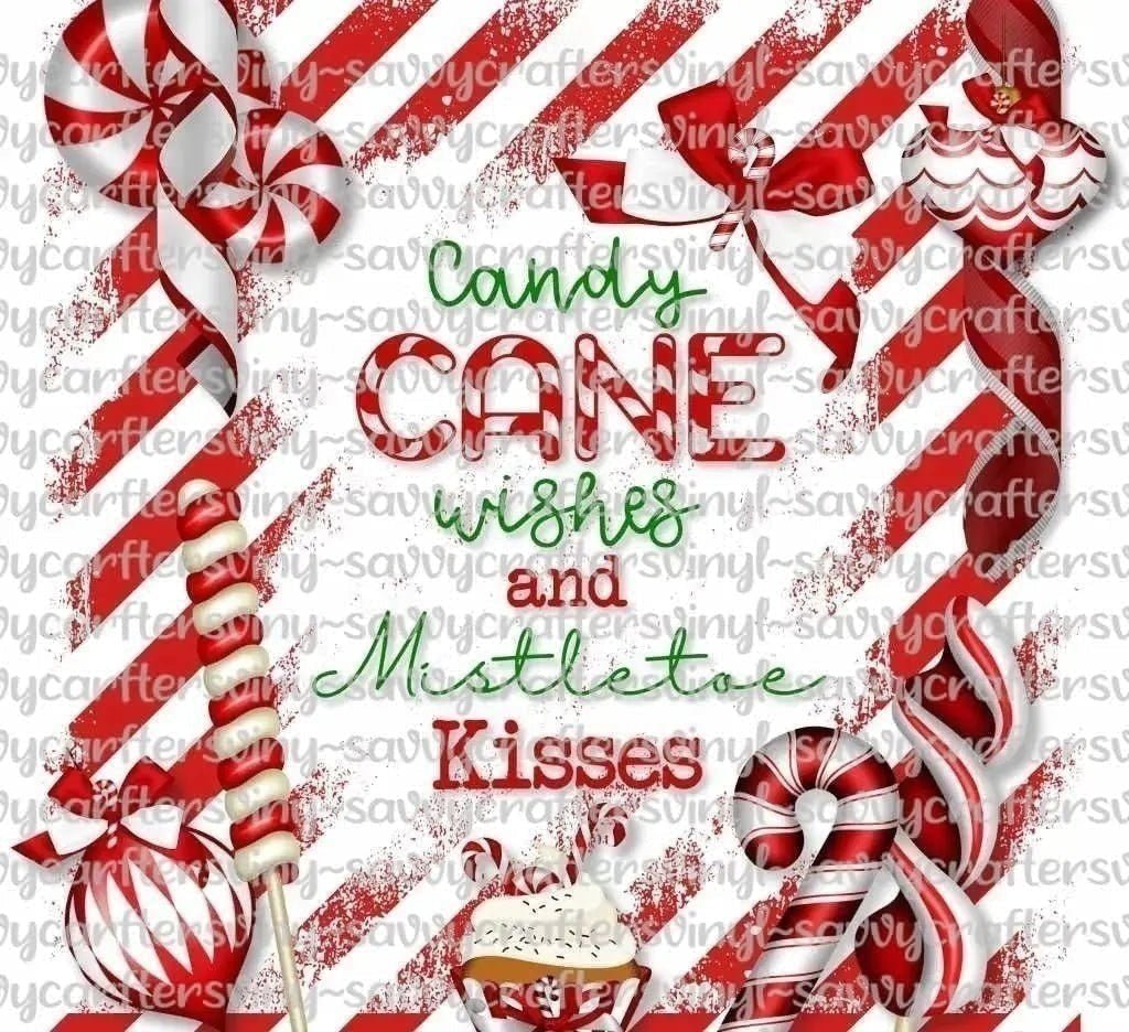 Candy Cane Kisses Straight Wrap 20oz - Savvy Crafters Vinyl & Gifts