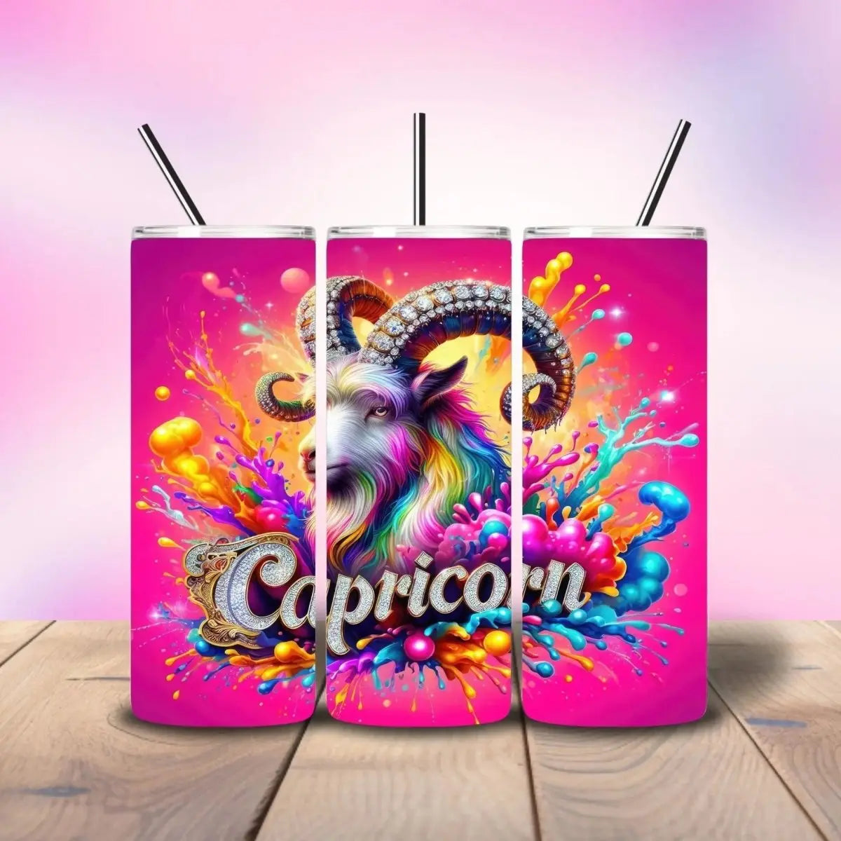 Capricorn Hot Pink - Fully Completed Tumbler Skinny Straight 20/30oz - Savvy Crafters Vinyl & Gifts