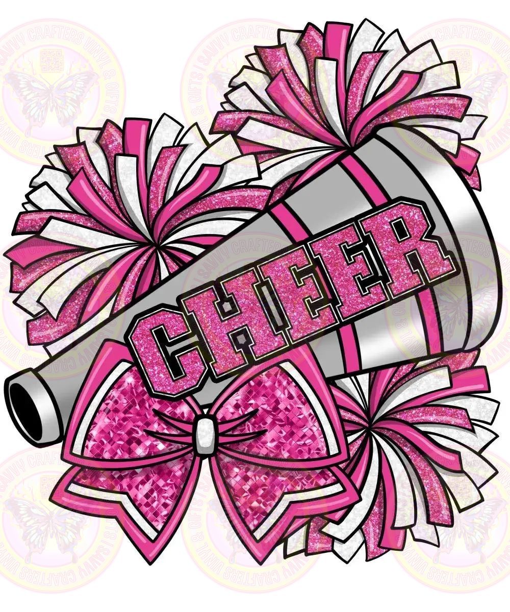 Cheer Megaphone Bow Transfer - Savvy Crafters Vinyl & Gifts