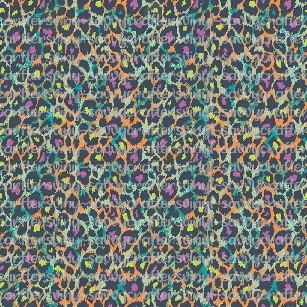 GROOVY BABY SHOT Ⅰ PURPLE & Ⅳ LEOPARD 80s Leopard Print Neon Yellow & Orchid Purple Fabric