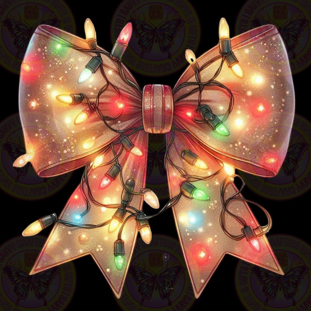 Christmas Light Coquette Western Bow - Savvy Crafters Vinyl & Gifts