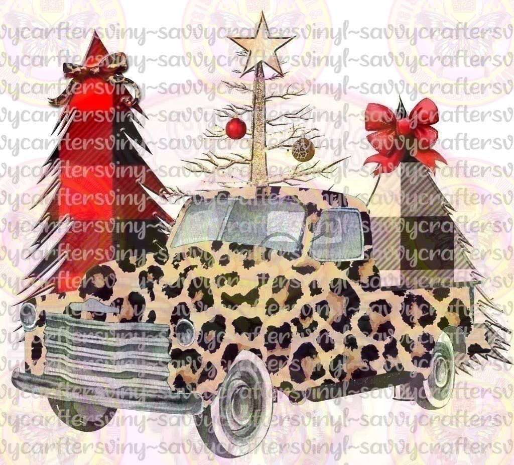 Christmas Scene with Leopard Truck - Savvy Crafters Vinyl & Gifts