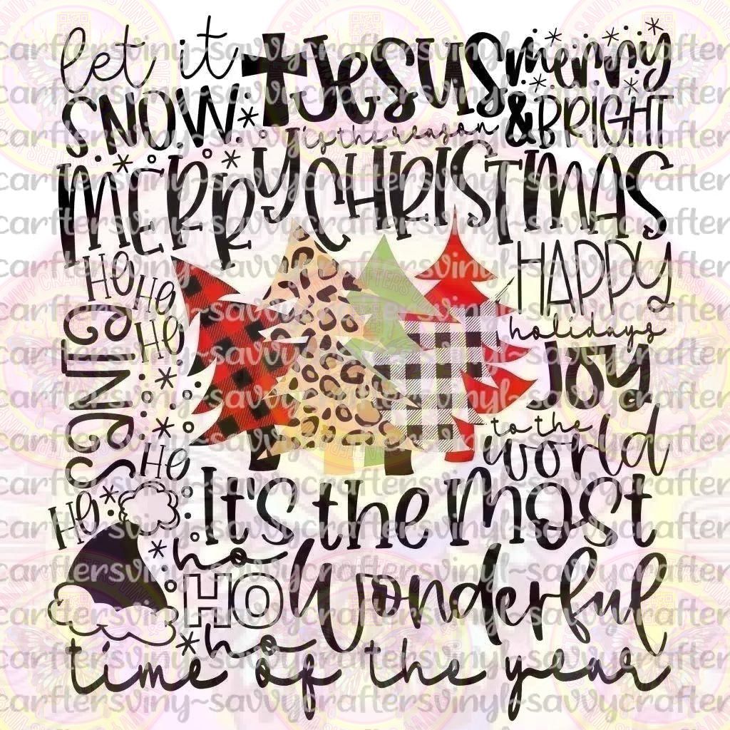 Christmas Tree Typography Buffalo Plaid - Savvy Crafters Vinyl & Gifts