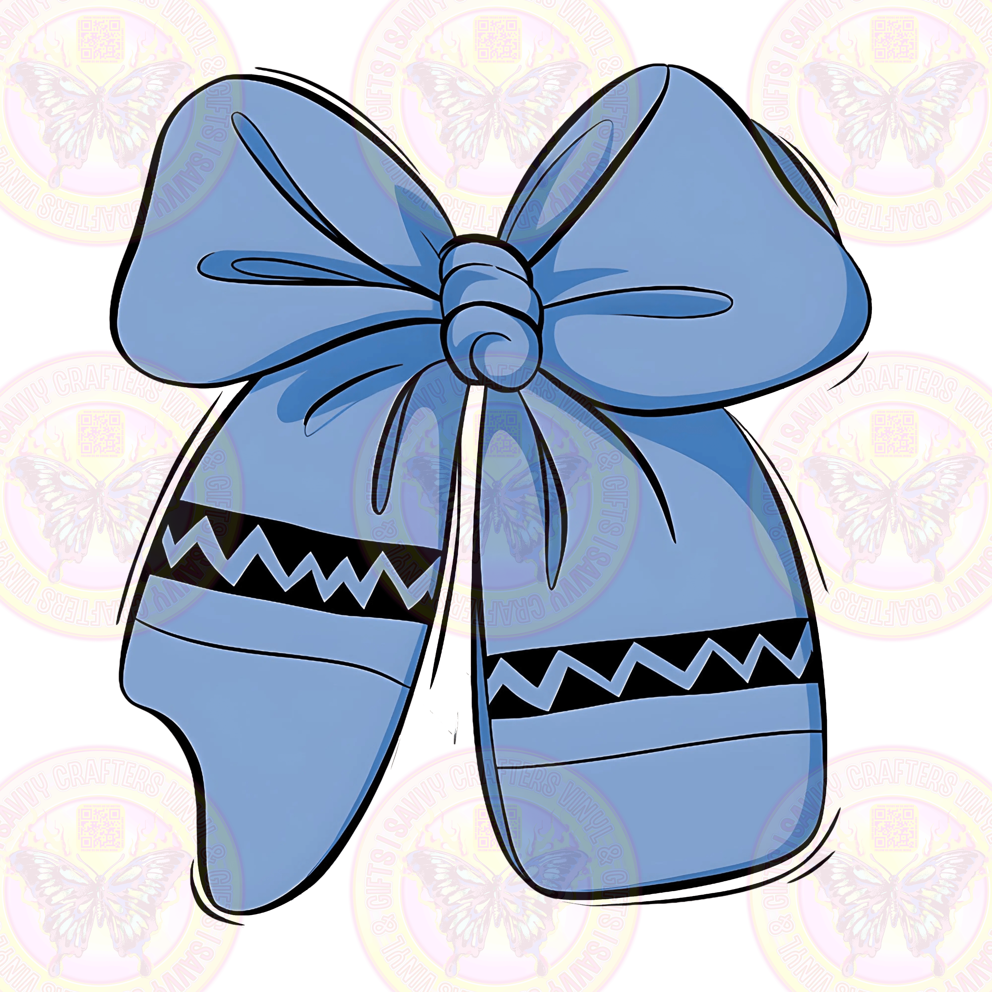 Coquette Bow Blue Crayon DTF Transfer Ready to Press - Savvy Crafters Vinyl & Gifts