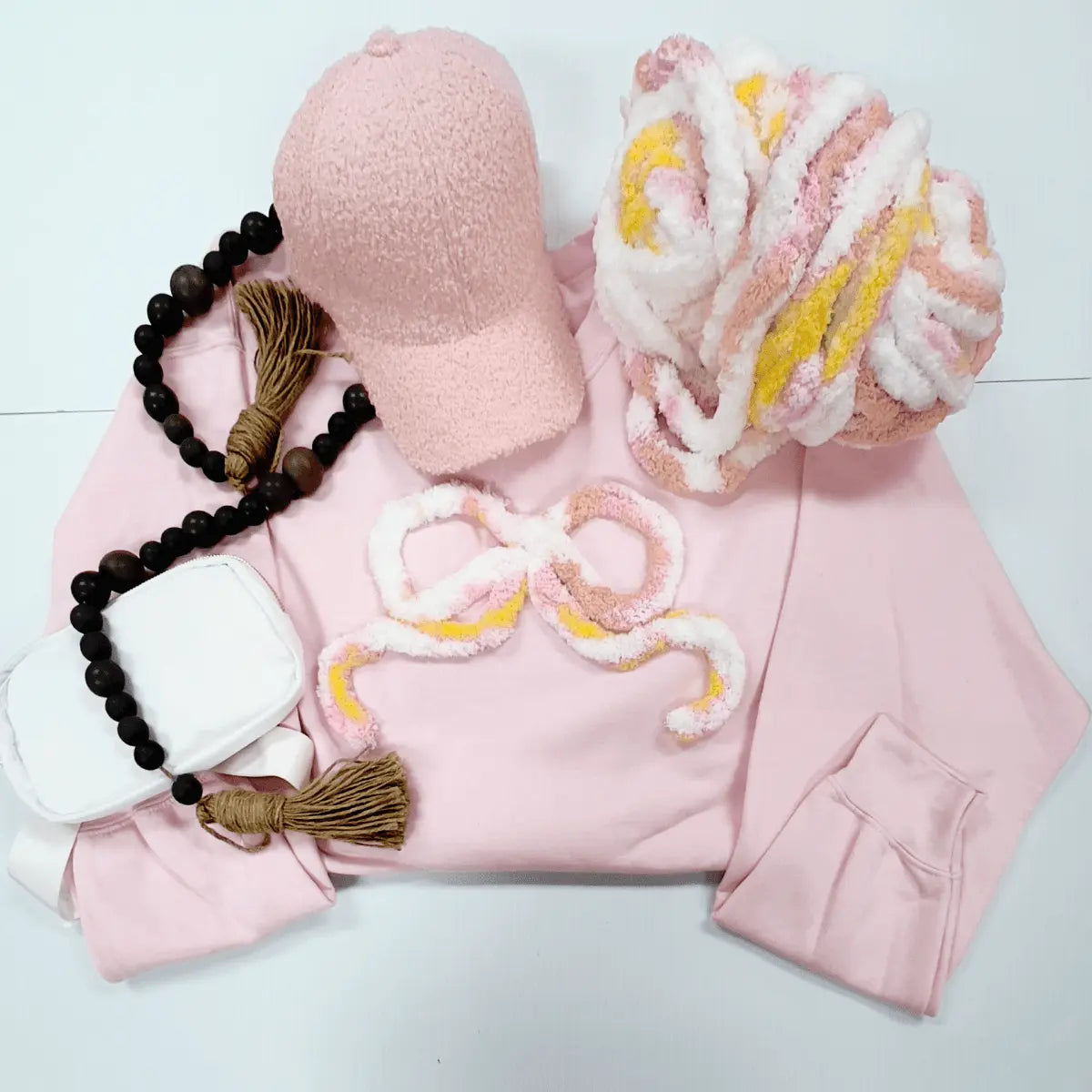 Coquette Bow - Chenille Yarn Sweatshirt - Savvy Crafters Vinyl & Gifts