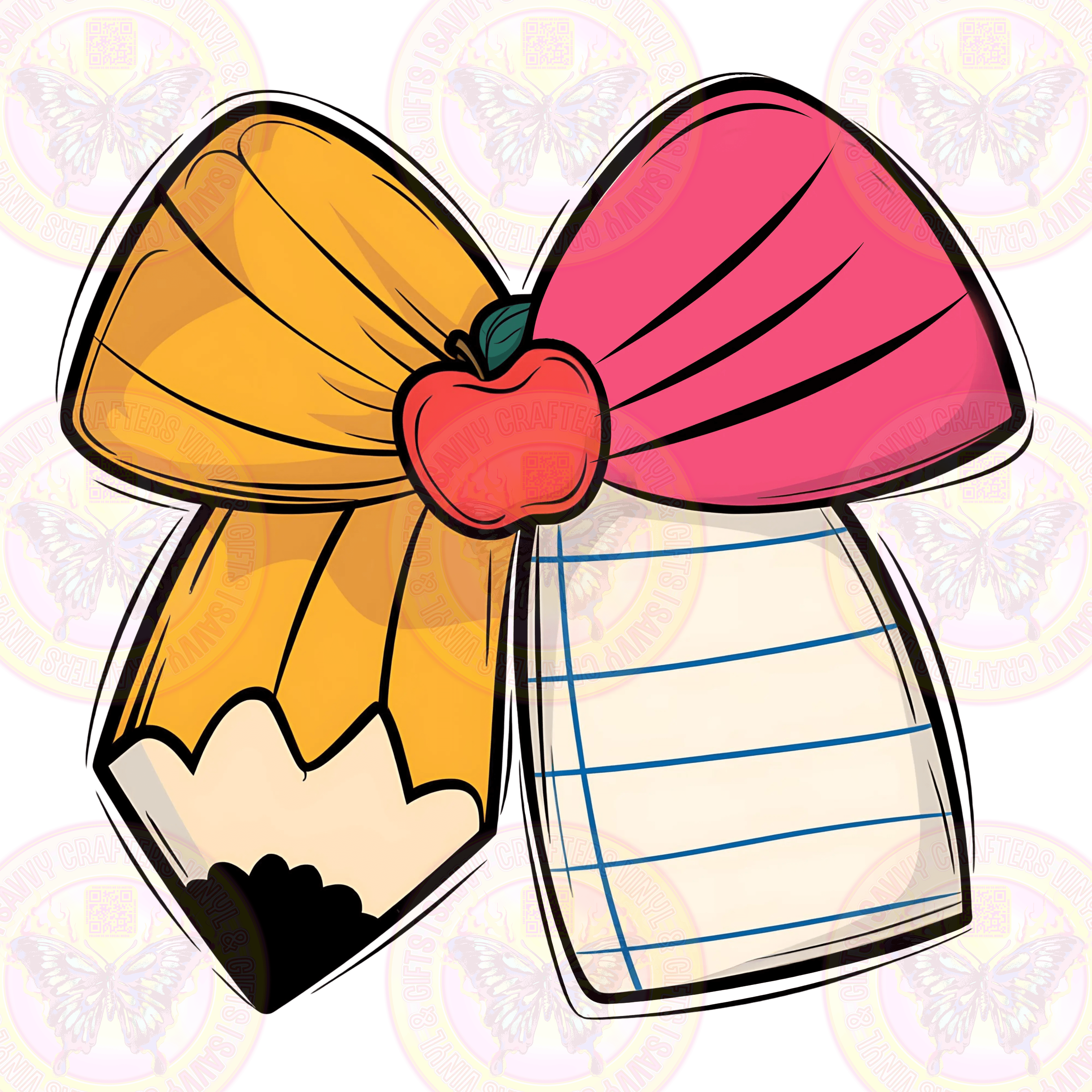 Coquette Bow Pencil,Notebook Paper, Apple DTF Transfer Ready to Press - Savvy Crafters Vinyl & Gifts