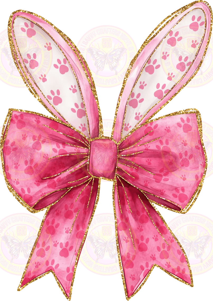 Coquette Bunny ears and Bow Pink easter - Savvy Crafters Vinyl & Gifts