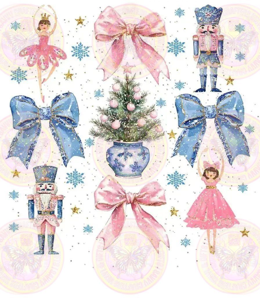 Coquette Checkered Nutcracker Ballet Pink Blue - Savvy Crafters Vinyl & Gifts
