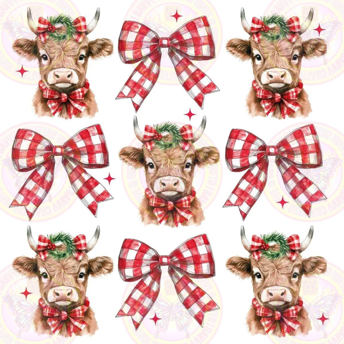 Coquette Highland Christmas Cows - Savvy Crafters Vinyl & Gifts