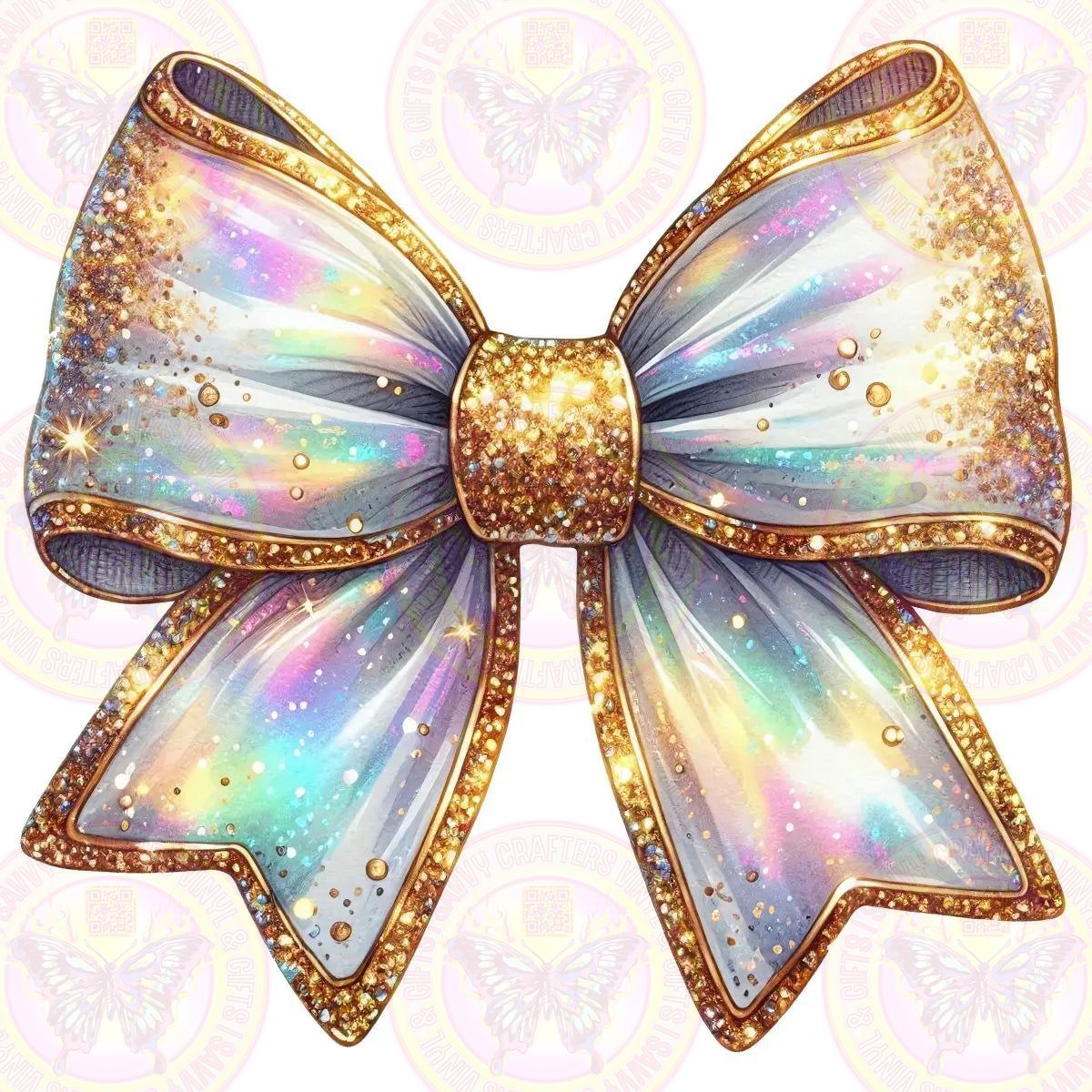 Coquette Iridescent Bow Holiday - Savvy Crafters Vinyl & Gifts