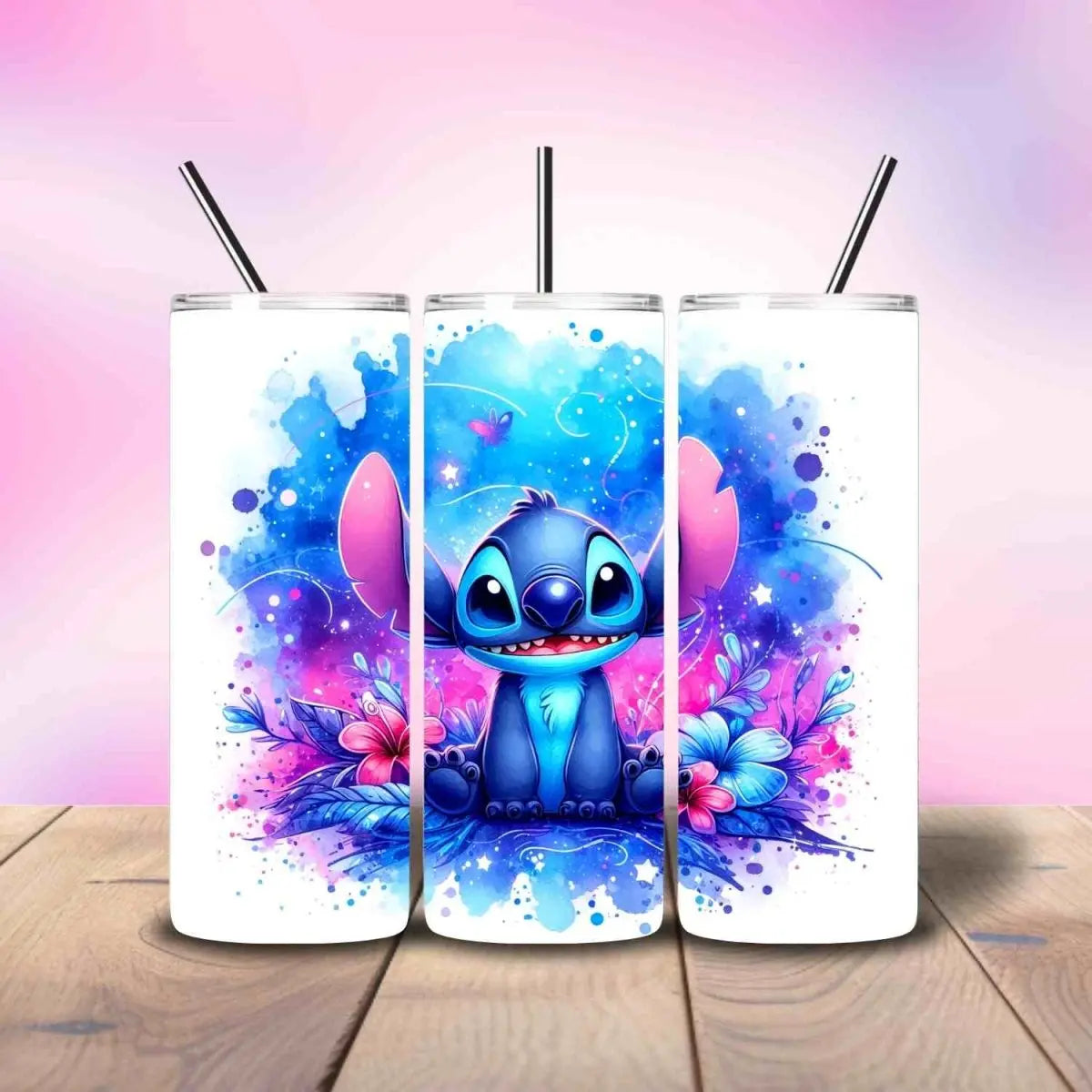Cute Blue Alien Inspired Color Burst - Fully Completed Tumbler 20oz Skinny - Savvy Crafters Vinyl & Gifts