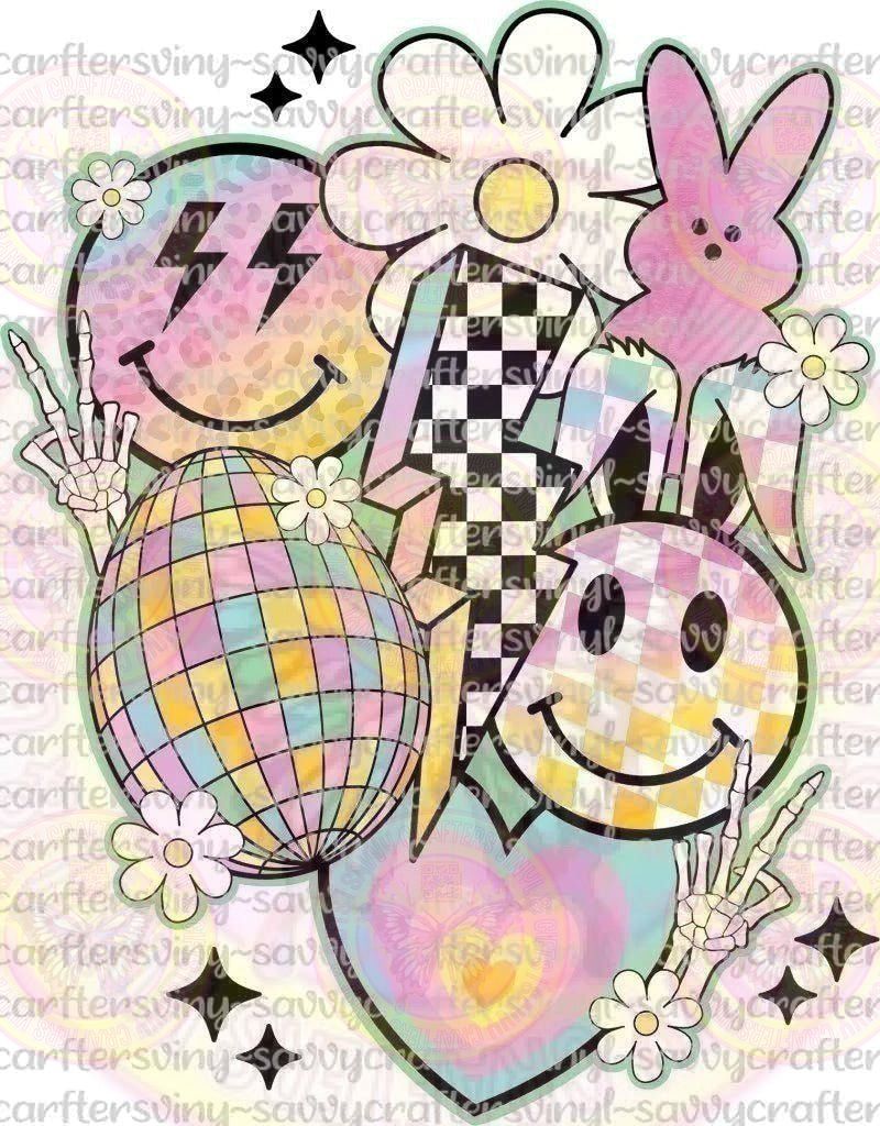 Disco Easter Collage Full Color Transfer - Savvy Crafters Vinyl & Gifts