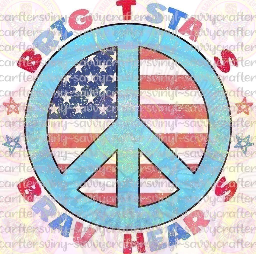 Distressed Bright Stars Peace Sign - Savvy Crafters Vinyl & Gifts
