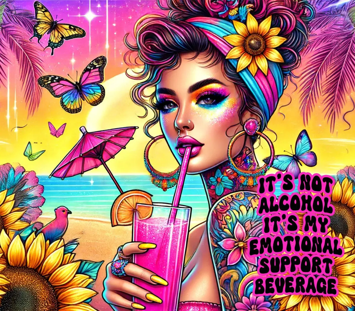 Emotional Support Beverage 20oz Tumbler Wrap - Savvy Crafters Vinyl & Gifts