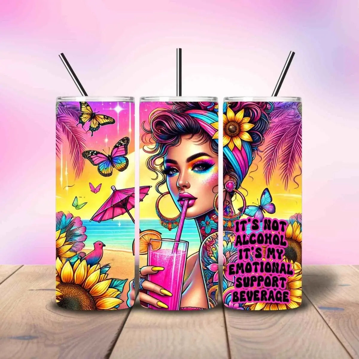 Emotional Support Beverage Girl - Fully Completed Tumbler Skinny Straight 20/30oz - Savvy Crafters Vinyl & Gifts