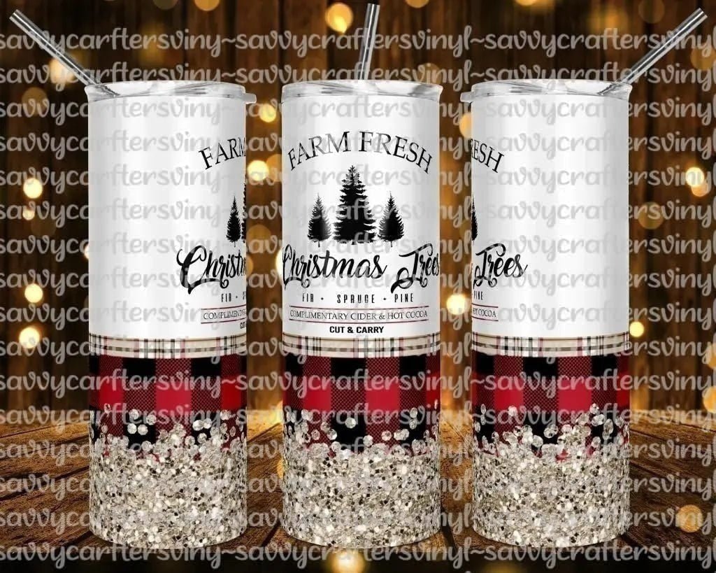 Farm Fresh Plaid Glitter Straight Wrap 20oz - Savvy Crafters Vinyl & Gifts