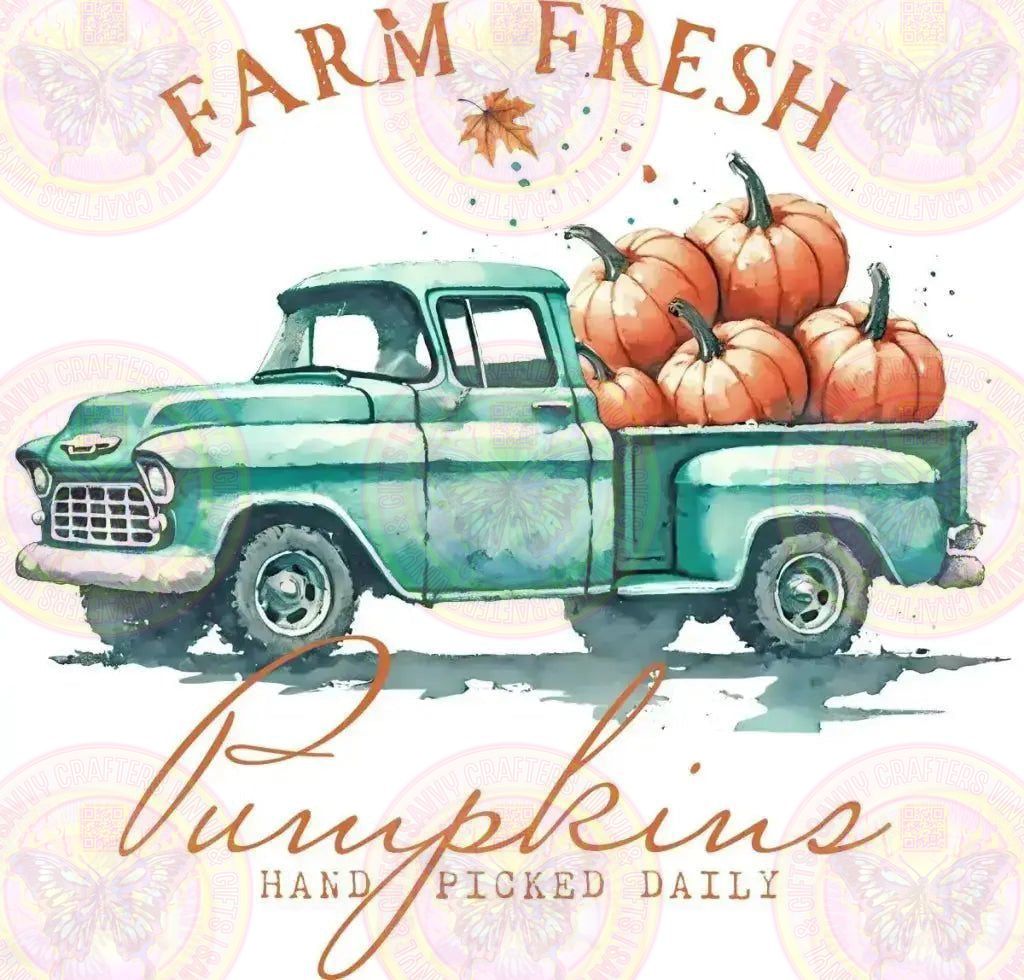 Farm Fresh Pumpkins Teal Truck - Savvy Crafters Vinyl & Gifts