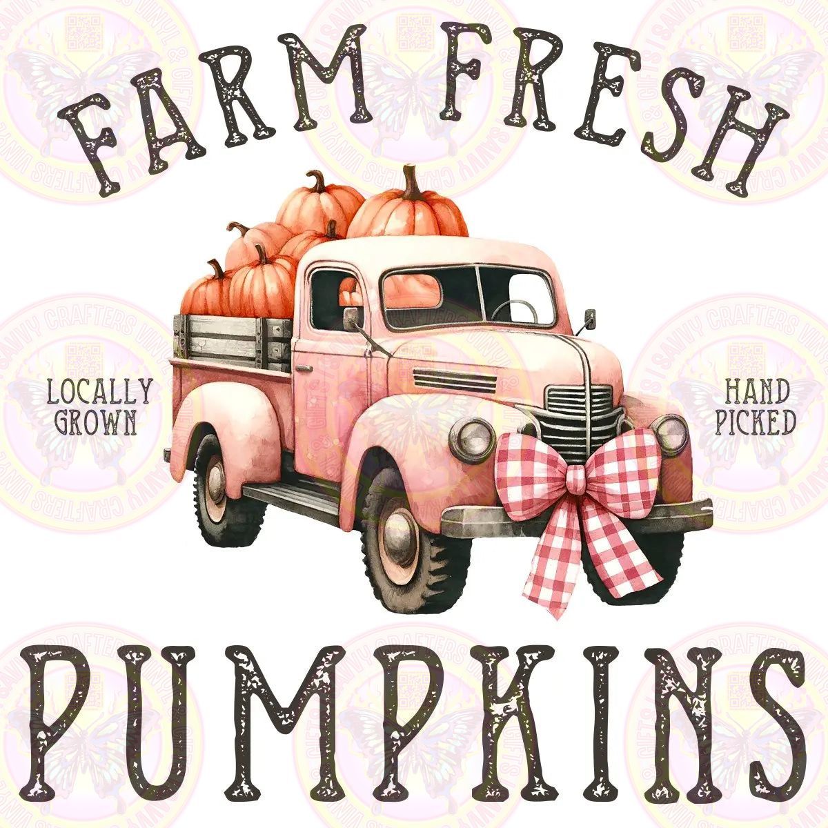 Farm Fresh Pumpkins Truck with bow - Savvy Crafters Vinyl & Gifts