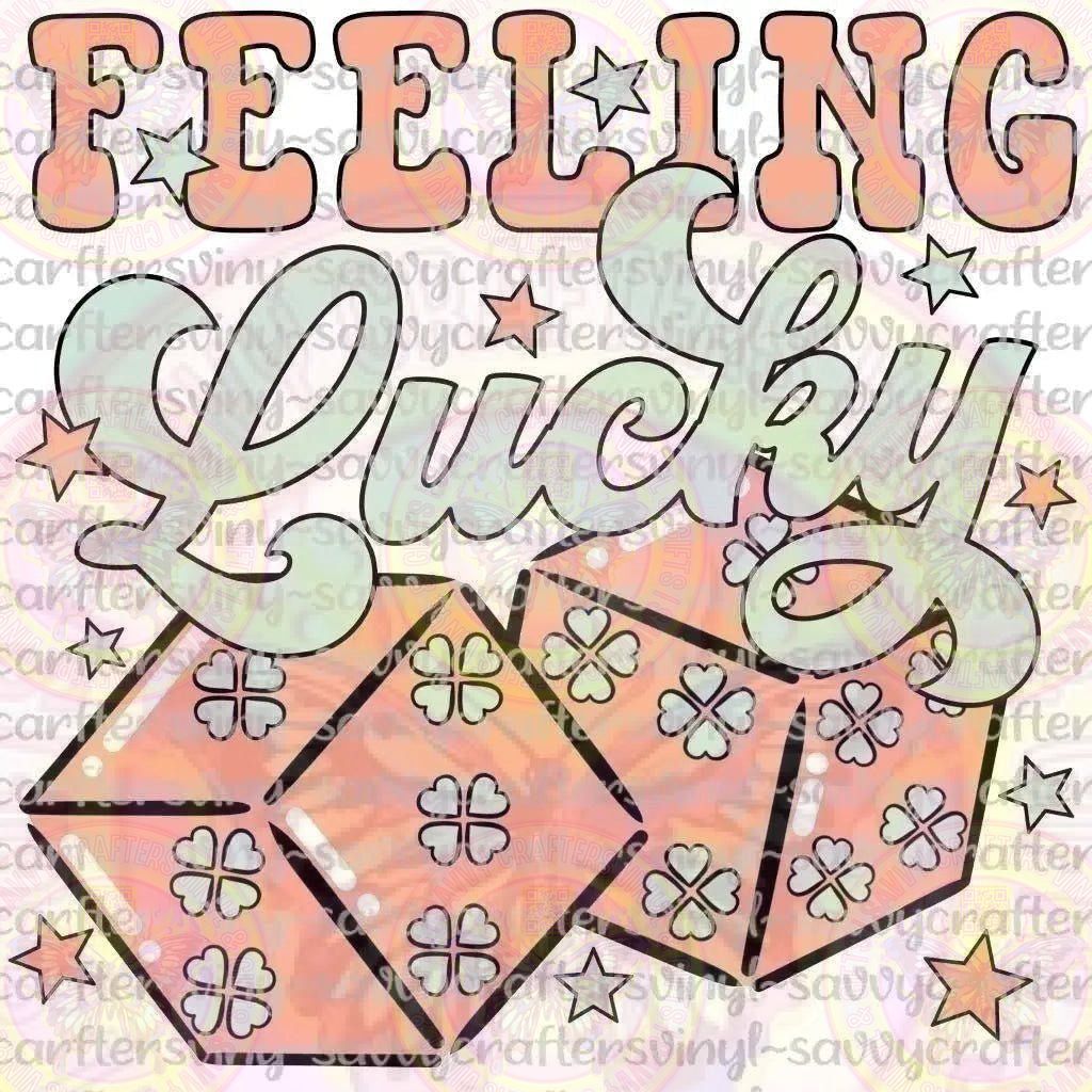 Feeling Lucky Dice Coral - Savvy Crafters Vinyl & Gifts