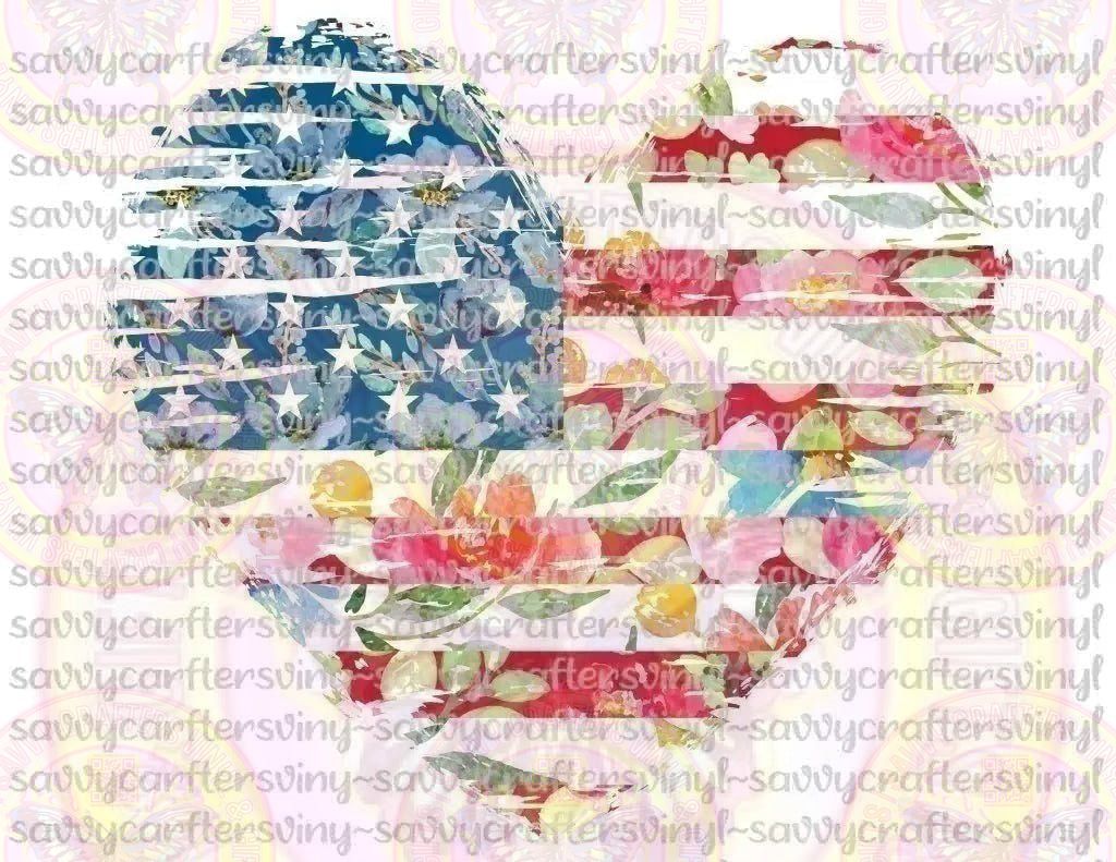 Floral Flag Heart - Savvy Crafters Vinyl & Gifts