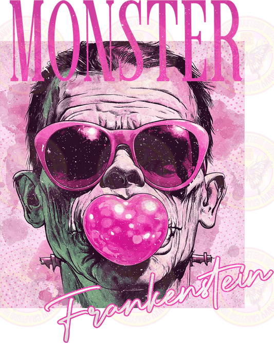 Frankenstein Monster Bubblegum Popping Pink Sunglasses Portrait - Savvy Crafters Vinyl & Gifts