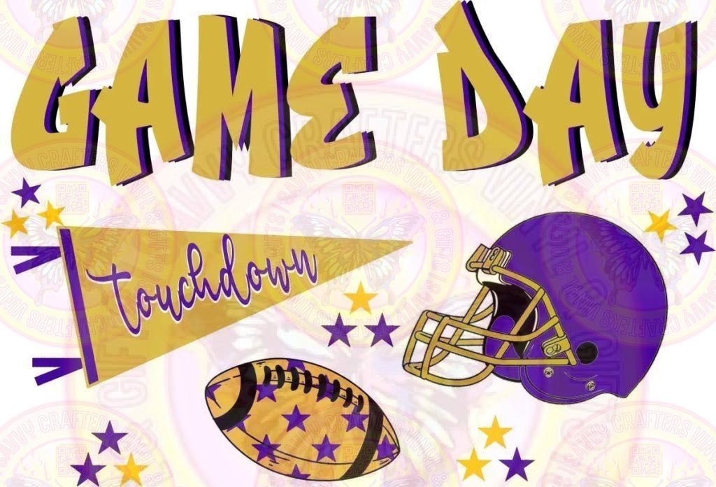 Game Day Purple Gold Pennant Stars - Savvy Crafters Vinyl & Gifts